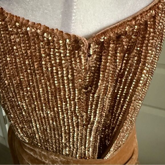 NWT Retrofete Ella One Shoulder Bronze Sequins Beaded Mini Party Dress Size M - Picture 5 of 9